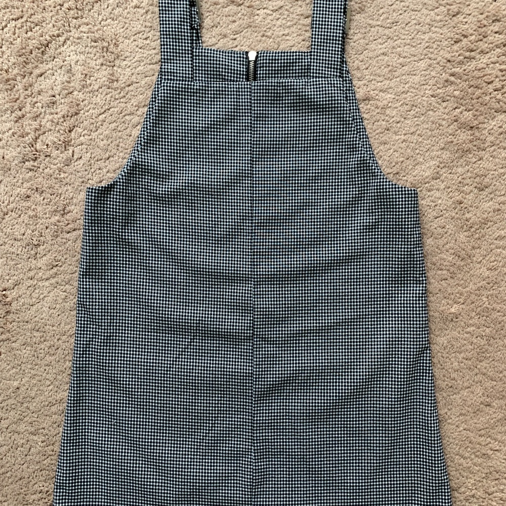 Mango black/white checkered overall dress